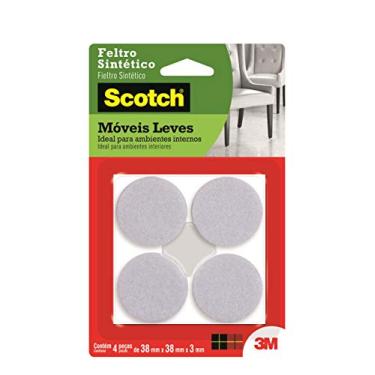 Imagem de Scotch, 3M, Feltro Sintético para Móveis Leves, Redondo, Branco, Extra Grande, 4 unidades