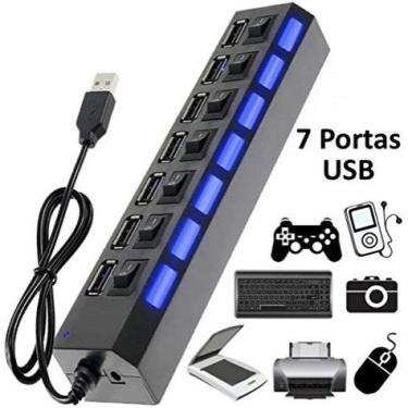 Imagem de Expansor hub USB 3.0 7 portas com LED super rápido