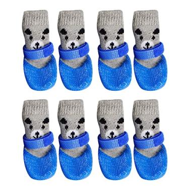 Imagem de PetPhindU Botas antiderrapantes para cães, 8 peças, botas para cães, botas impermeáveis, sapatos para filhotes de cachorro para pavimento quente, botas impermeáveis para cães, botas antiderrapantes para cães para caminhadas ao ar livre, proteção antiderrapante pata