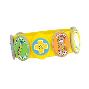 Imagem de Pulseiras de alergia alimentar para crianças – Kit de berloques médicos brilhantes e divertidos: Pulseira de silicone amarela, vários pingentes de alergia alimentar: amendoim, nozes, lactose, ovo, pingente de caneta de trigo e Epi, pulseira de alerta médico para crianças