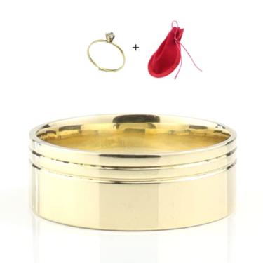 Imagem de Aliança Reta 8mm Noivado Casamento Moedas Antigas Cor Ouro 18k (Não tenho certeza da minha medida, Dourado)