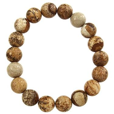 Imagem de Falari Pulseira el stica de 10 mm natural com pedras semipreciosas unissex