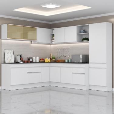 Imagem de Armário de Cozinha Completa de Canto com Rodapé Veneza Multimóveis MP2100.891 Branco