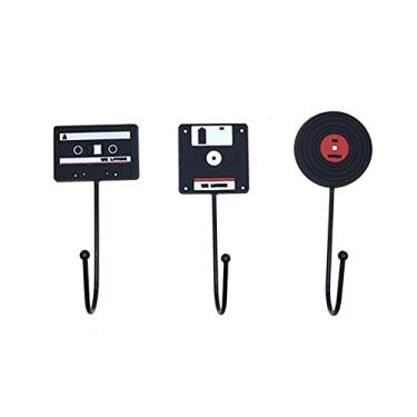 Imagem de KIZQYN Ganchos de casaco disco música ganchos decorativos de parede decoração de casa fita retrô cabide de disco escrivão na parede suporte de chaves minimalista cabide de parede