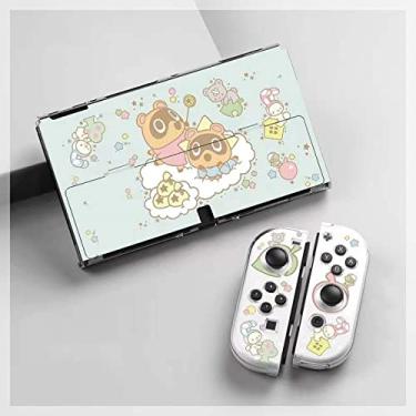 Imagem de ENFILY Cute Case Compatible with Nintendo Switch OLED 2021, Animal Crossing Dockable Case Cover, Ergonomic Soft TPU Grip Case for Joycon, Sparkle Skin Set