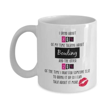 Imagem de SpreadPassion Caneca de café de boliche, presentes de boliche, presentes de boliche para crianças, presente fofo de boliche, caneca de boliche, ideia de presente de aniversário de Natal