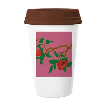 Imagem de Caneca de flor de cultura verde vermelha com pintura caneca de café copo de cerâmica