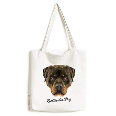 Imagem de Black Feroz Rottweiler bolsa de lona para animais de estimação bolsa de compras casual