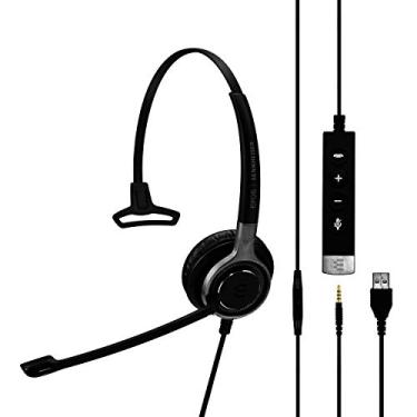 Imagem de Sennheiser SC 635 USB (507254) - Fone de ouvido empresarial unilateral | Otimizado UC e certificado Skype para negócios | Para celular, tablet, softphone e PC (preto)
