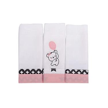 Imagem de Paninho De Boca Bordados Mini Herdeiros 32Cm X 32Cm 03 Un, Minasrey (Rosa)