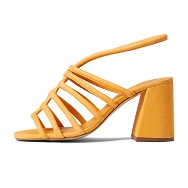 Imagem de Free People Salto feminino Colette - Forro de couro, salto em bloco e bico quadrado aberto, Laranja quente, 9