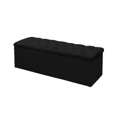 Imagem de Calçadeira Baú P/ Box Solteiro 90cm Mirage c/ Capitonê Suede Preto - LM DECOR