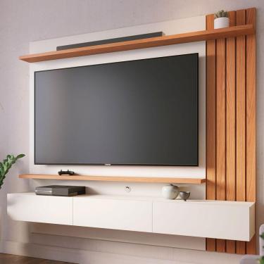 Imagem de Estante Para Tv Até 70 Polegadas Juriti 3 Portas 2 Prateleiras Off White Matte/freijó - Colibri