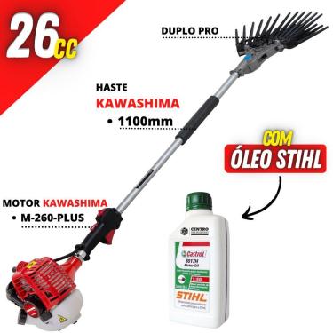 Imagem de Braço Mecânico de Colher Café Kawashima Maozinha de Garra Dupla á Gasolina 2 Tempos 26cc Motor M260PS + 01 Óleo Castrol Stihl Lubrificante de 500ml