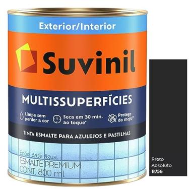Imagem de Tinta multisuperficies epoxi Preto Absoluto Acetinado 800ml Suvinil piso e azulejo