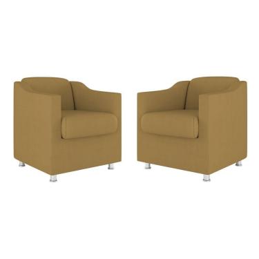 Imagem de Kit 02 Cadeiras Poltronas Decorativas Recepção Clinica Suede Cor:capuccino