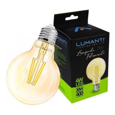 Imagem de Lâmpada Filamento Led Globo G80 4w E27 220v Branco Quente