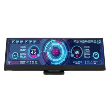 Imagem de Monitor de temperatura de computador, barra esticada de 14 polegadas, monitor de temperatura do PC, 1920 x 550, monitor portátil de painel com sensor de PC, mini tela secundária, CPU RAM, HDD, monitor de dados para Aida64