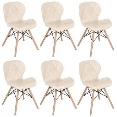 Imagem de Kit 6 cadeiras estofadas Charles Eames Eiffel Slim Wood confort