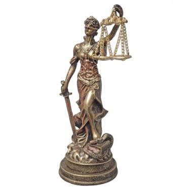 Imagem de Themis Deusa Da Justiça Balança Estátua Decorativa Direito (Dourado)