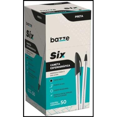 Imagem de Caneta Esferografica Bazze SIX Preto Caixa 50 Unidades