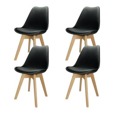 Imagem de Kit 4 Cadeiras Charles Eames Leda Luisa Saarinen - Preta - Magazine Ro