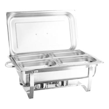 Imagem de Rechaud Retangular 9L Revomax Inox 4 Cubas Banho Maria