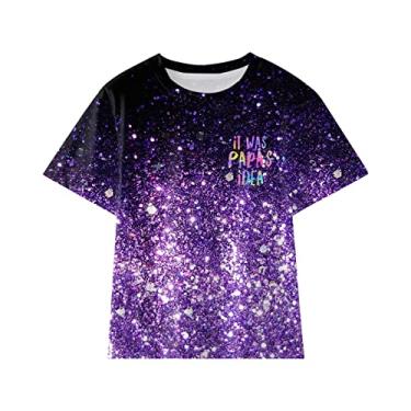 Imagem de Camiseta infantil engraçada Hi Top Girls Idea Camiseta Last Nerve Tie Dye Trendy Kid Heart Shirt, Roxo, 13-14 Years