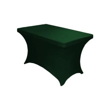 Imagem de LA Linen Toalha de mesa elástica elástica ajustada com elastano, verde caçador, 122 cm x 61 cm x 76 cm