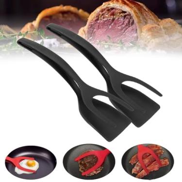 Imagem de Tikhell Pinça de espátula 2 em 1, pegada e flipper, pinça antiaderente, pega frita, espátula, pegador de ovo, pinça de abrir para cozinha em casa