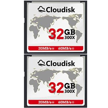 Imagem de Cloudisk Pacote com 2 cartões flash compactos 32GB 300X CF 2.0 de desempenho para câmera DSLR, câmera digital vintage e equipamentos industriais (32 GB)