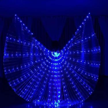 Imagem de Janoiuc Asas de dança do ventre de LED Isis, asas de borboleta de LED coloridas, com bastões telescópicos, roupas de apresentação de fantasia iluminadas para show de palco de carnaval, festa de Natal