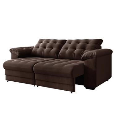 Imagem de Sofá Retrátil e Reclinável Bipartido 2 Lugares 2,10m Veludo Coliseu Selmer (Marrom)