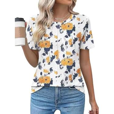 Imagem de Camiseta feminina floral com estampa de flores silvestres para amantes de plantas, flores vintage, manga curta, Floral - D, M