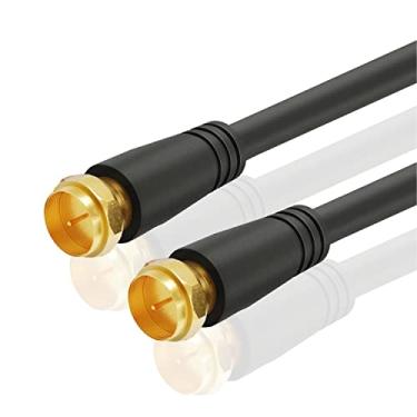 Imagem de Extensão de cabo coaxial TNP RG6 com conector tipo F - Extensor de cabo coaxial preto de 3 m para modem, cabo de antena de TV, cabo de cabo de blindagem dupla, cabo coaxial preto interno e externo