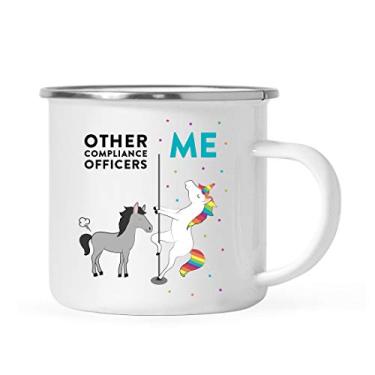 Imagem de Andaz Press Caneca de chá de café de fogueira de aço inoxidável engraçado peculiar 325 ml presente de agradecimento, outros oficiais de conformidade mim, unicórnio cavalo, pacote com 1