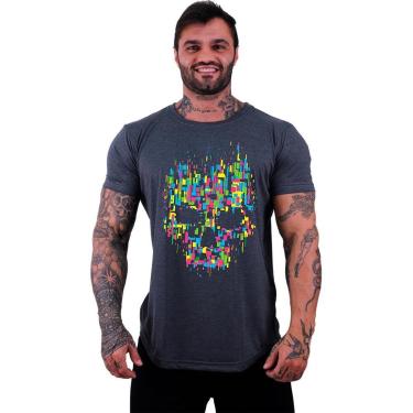Imagem de Camiseta Longline MXD Conceito Caveira Abstrata Masculina-Masculino