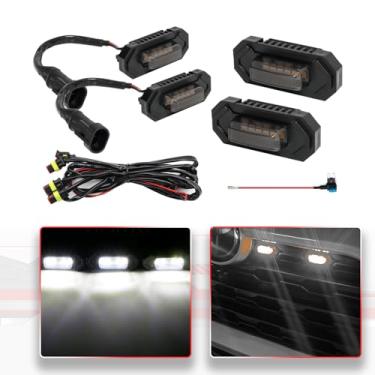 Imagem de MODIPIM Luz branca fumê 4 peças RAV4 luzes de grade LED para Toy-ota RAV4 2019 2020 2021 2022 grade OEM com kit de grade de chicote de fiação