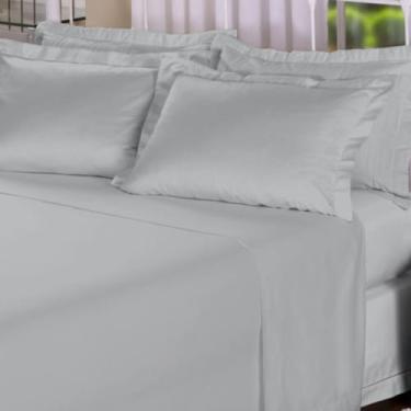 Imagem de Jogo de Cama Casal 4 Peças – Percal 300 Fios 100% Algodão – Cinza – Macio e Durável | CURI HOME