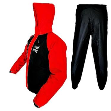 Imagem de Capa de chuva motoqueiro conjunto nylon emborrachado impermeável nave Vermelho/Preto (GG)