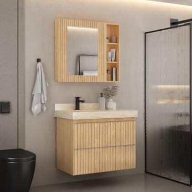 Imagem de Gabinete para Banheiro Suspenso Ripy 80cm sem Lavatório Wood