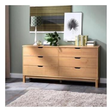 Imagem de Cômoda de Madeira Maciça 6 Gavetas Grande Marrom Yucatan