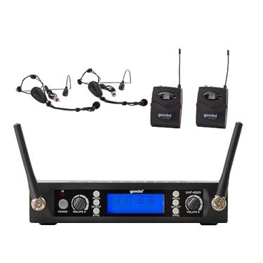 Imagem de Gemini Sound UHF-6200HL Pro Sistema de microfone sem fio, Fone de ouvido profissional Lavalier Conjunto de microfone de longo alcance (240 pés) para DJ, igreja, Karaokê, XLR conector