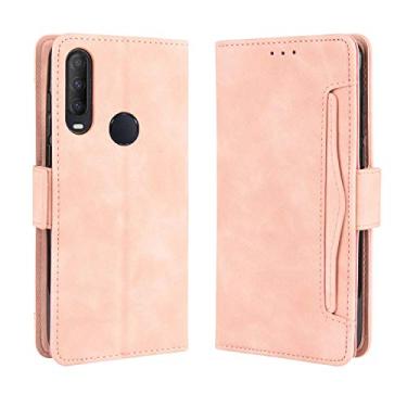 Imagem de Capa com compartimento para cartão para Alcatel 3L 2020, capa flip carteira de couro para Alcatel 3L 2020, capa magnética retrô para celular, capa carteira com compartimentos para cartões