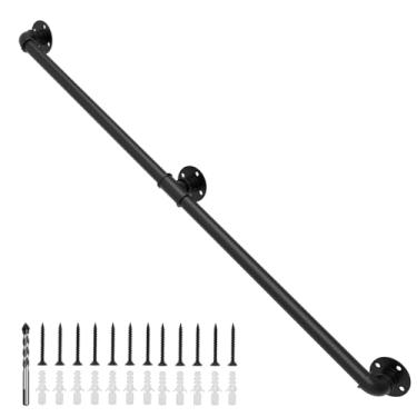 Imagem de YEOOE Corrimãos de 1,8 m para escadas internas, trilhos de escada de 0,3 m internos com acabamento em preto fosco, kit de trilho de pé de barra para escadas, varanda, sotão (1,8 m)