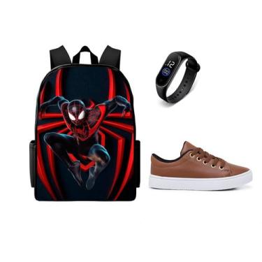 Imagem de Mochila Escolar lançamento Mais Relogio E Tenis Juveni Top Novidade - 