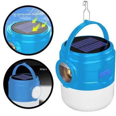 Imagem de Lampião Solar Led Recarregável USB para Barraca Camping Pesca Acampame
