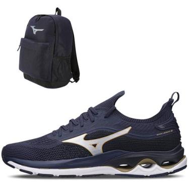 Imagem de Kit 1 Tênis de Corrida Masculino Mizuno Wave Legend 3 e 1 Mochila Ener