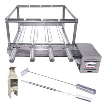 Imagem de Brasa Grill Tradicional Gira 4 Espetos Especial para Churrasqueiras Pr