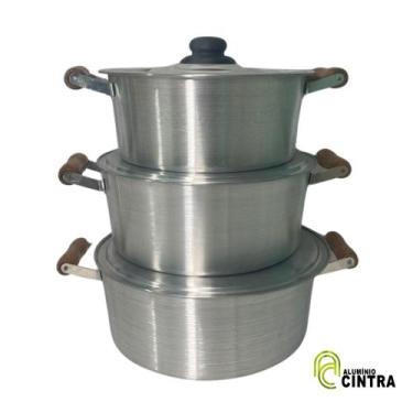 Imagem de Jogo de Panelas Alumínio Grosso Grandes Polida Hotel Feijoada Industri